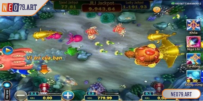 Bắn Cá Tây Du Ký - Điểm Nhấn Bùng Nổ Tại Sảnh Săn Boss 1 Cần kích hoạt tháp pháo để xả đạn vào mục tiêu muốn hạ